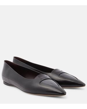 The Row Viv Leather Ballet Flats - Black