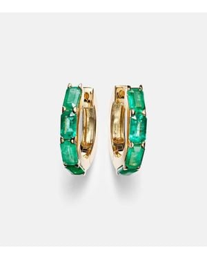 SHAY 18Kt Huggie Earrings With Emeralds - White