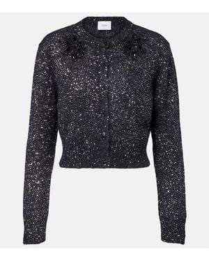Erdem Embellished Cropped Alpaca-Blend Cardigan - Blue