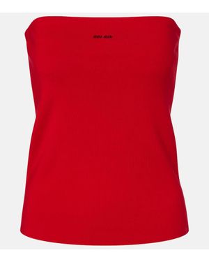 Miu Miu Top Bustier En Coton - Rouge