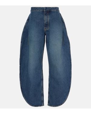 Alaïa Petal High-Rise Barrel-Leg Jeans - Blue