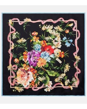 Dolce & Gabbana Foulard En Serge De Soie A Fleurs - Noir