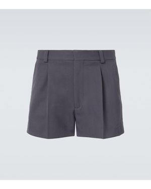 Gucci Logo Pleated Wool Shorts - Blue