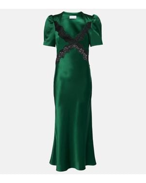 Rebecca Vallance Charelle Silk Saten Slip Dress - Green