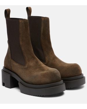 Rick Owens Beatle Suede Chelsea Boots - Brown