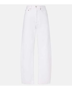 Agolde Jeans Barrel Luna A Vita Alta - Bianco