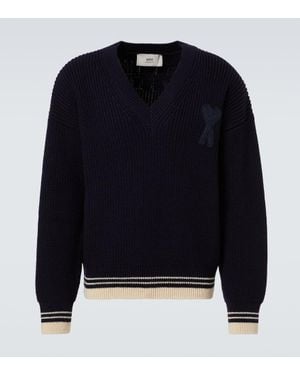 Ami Paris Pullover Ami De Cour Aus Schurwolle - Blau