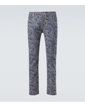 Etro Jeans Slim Roma Con Stampa Paisley - Blu