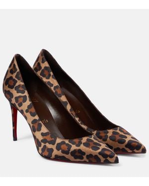 Christian Louboutin Kate 85 Leopard-Print Satin Court Shoes - Brown