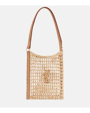 Saint Laurent Cabas Oxalis Mini En Raphia - Blanc