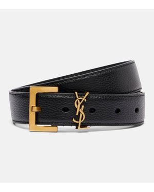 Saint Laurent Ceinture Cassandre En Cuir - Noir