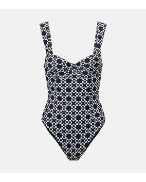 Jonathan Simkhai Lexi Printed Bustier Swimsuit - Black