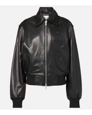 Christopher Esber Leather Bomber Jacket - Black