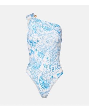 Versace Badeanzug Safety Pin Underwater Barocco - Blau