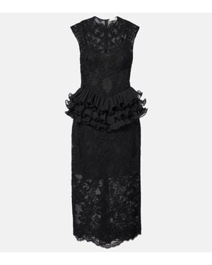 Zimmermann Crush Ruffled Lace Midi Dress - Black