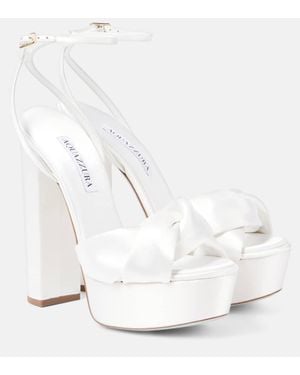 Aquazzura Bridal Olie 140 Satin Platform Sandals - White