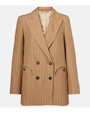 Blazé Milano Heretique Pinstripe Linen Blazer - Brown
