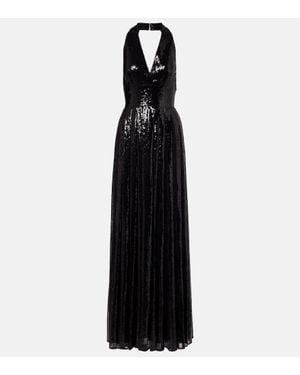 Elie Saab Open-Back Sequined Tulle Gown - Black