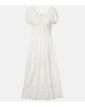 Faithfull the Brand Midikleid Sunniva Aus Baumwolle - Weiß