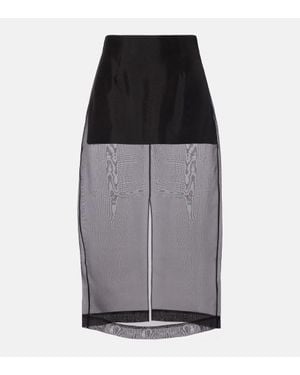 FRAME Falda Midi De Organza De Seda De Tiro Alto - Negro