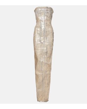 Rick Owens Coated Denim Bustier Gown - White