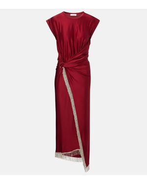 Rabanne Robe Midi En Satin - Rouge