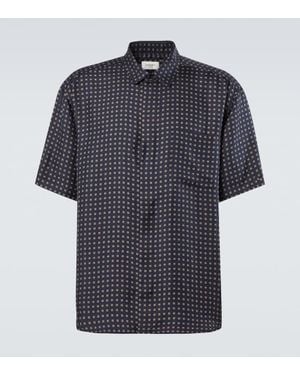 Saint Laurent Chemise Imprimee En Soie - Bleu