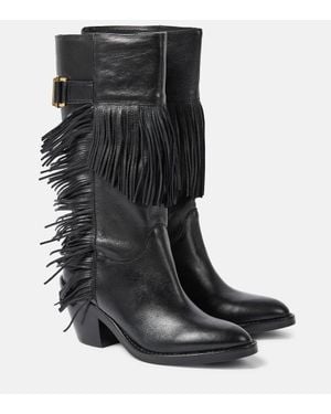 See By Chloé Santiag Leather Knee-High Boots - Black
