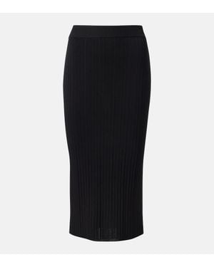 JOSEPH Ribbed-Knit Midi Skirt - Black