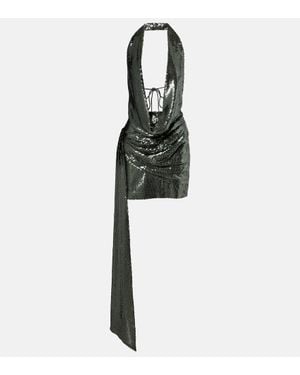 Alex Perry Draped Halterneck Sequined Minidress - Green