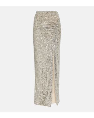 Self-Portrait Sequined High-Rise Maxi Skirt - Natural