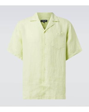 Frescobol Carioca Angelo Linen Bowling Shirt - Yellow