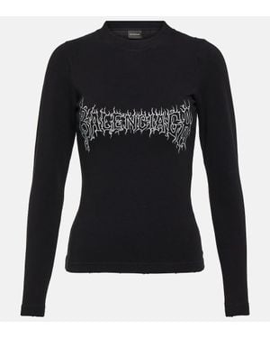 Balenciaga Logo-Print T-Shirt - Black