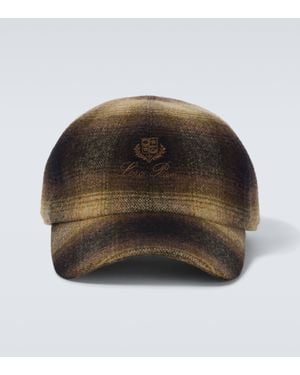 Loro Piana Logo Checked Baseball Cap - Brown