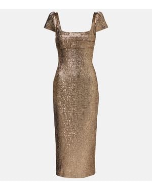 Roland Mouret Draped Lame Jacquard Cocktail Dress - Natural