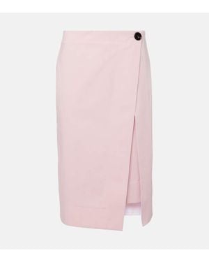 Bottega Veneta Falda Midi De Sarga De Algodon - Rosa