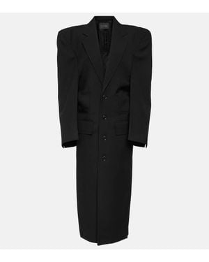 Balenciaga Oversize-Mantel Cut Away Aus Schurwolle - Schwarz