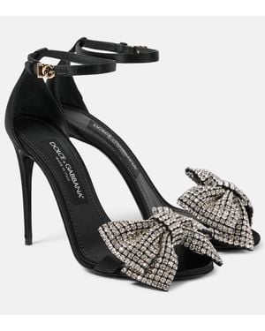 Dolce & Gabbana Sandali Con Strass 105Mm - Nero