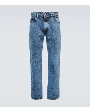 Marni Straight Jeans Mit Leder - Blau