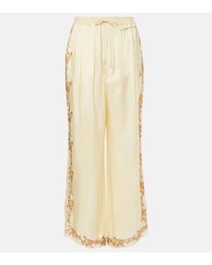 Marni Printed Satin Straight Pants - Natural