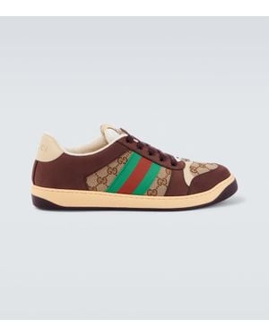 Gucci Sneakers Screener Gg Mit Veloursleder - Braun