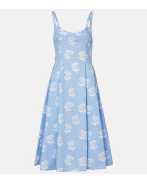 Marni Floral Cotton Midi Dress - Blue