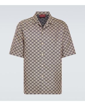 Gucci Gg Canvas Linen-Blend Bowling Shirt - Natural