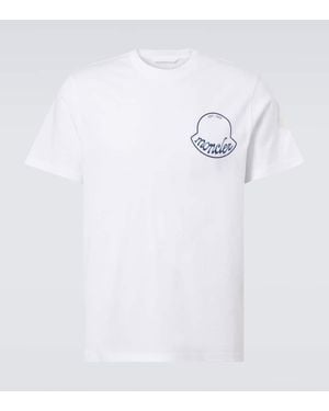 Moncler T-Shirt Aus Baumwoll-Jersey Mit Logo - Weiß