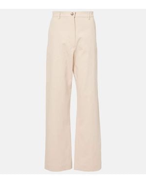 Sportmax Era Cotton-Blend Wide-Leg Pants - Natural