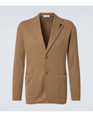 Lardini Knitted Linen And Cotton Blazer - Brown