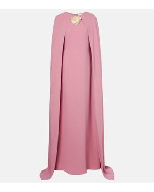 Oscar de la Renta Caped Silk-Blend Georgette Gown - Pink