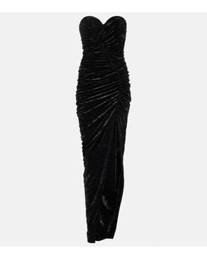 Alexandre Vauthier Ruched Velvet Gown - Black