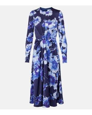 Erdem Floral Draped Midi Dress - Blue