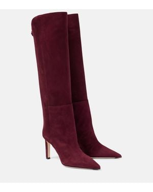 Jimmy Choo Alizze 85 Suede Knee-High Boots - Red